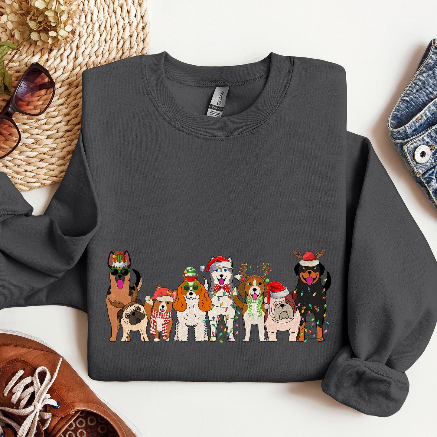 Christmas Dogs, Dog Lovers, Santa, Pet Sweatshirt