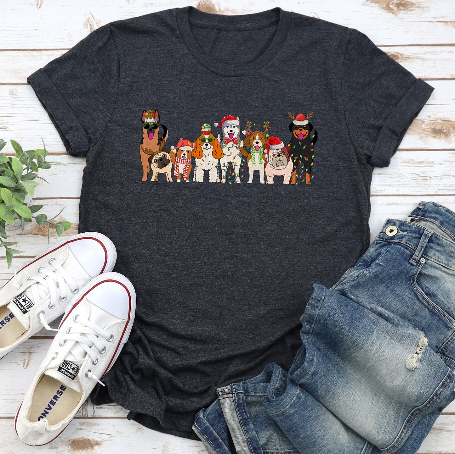 Christmas Dogs, Dog Lovers, Santa, Pet Super Soft Tees