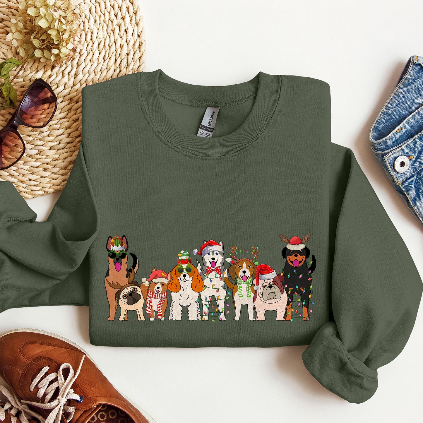 Christmas Dogs, Dog Lovers, Santa, Pet Sweatshirt