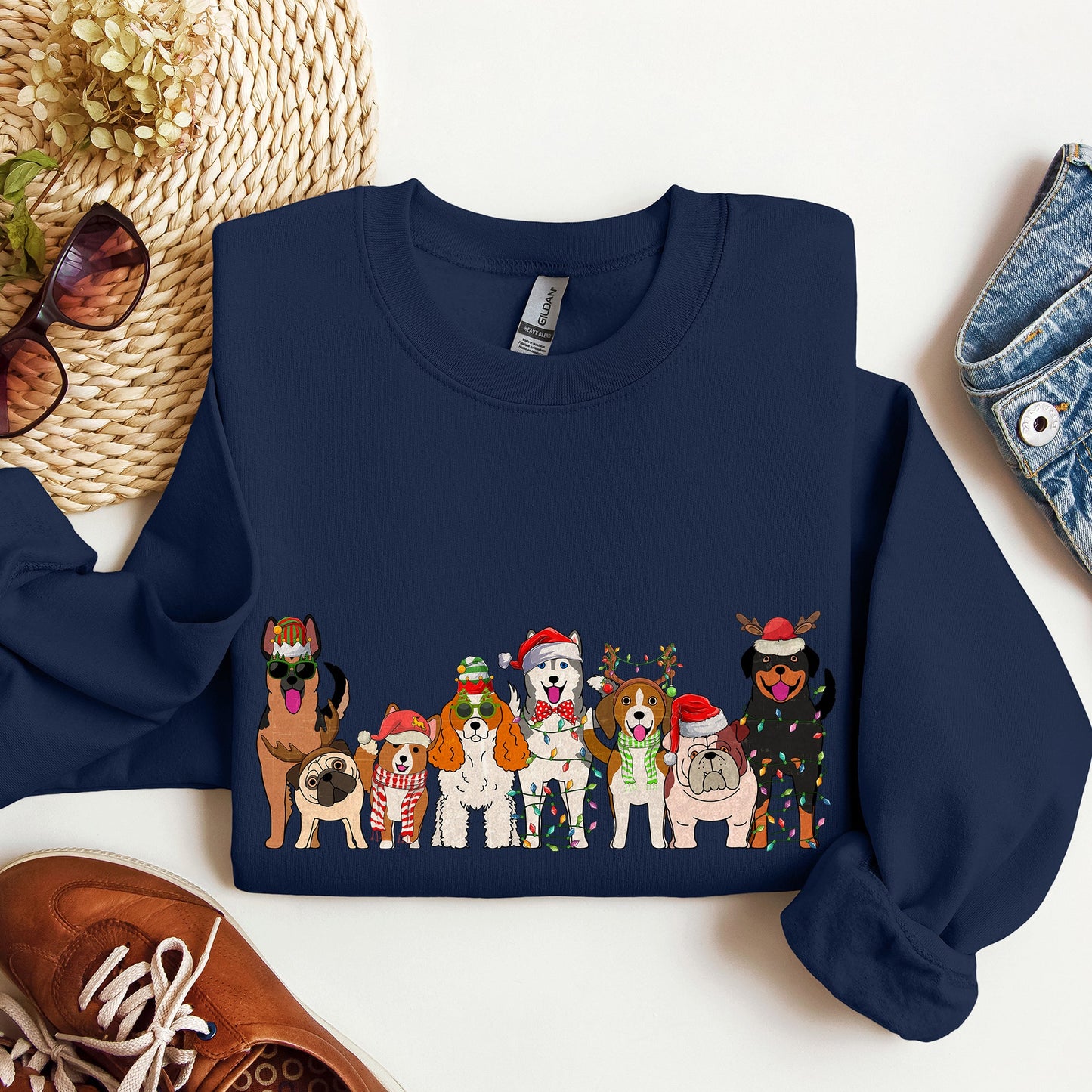 Christmas Dogs, Dog Lovers, Santa, Pet Sweatshirt