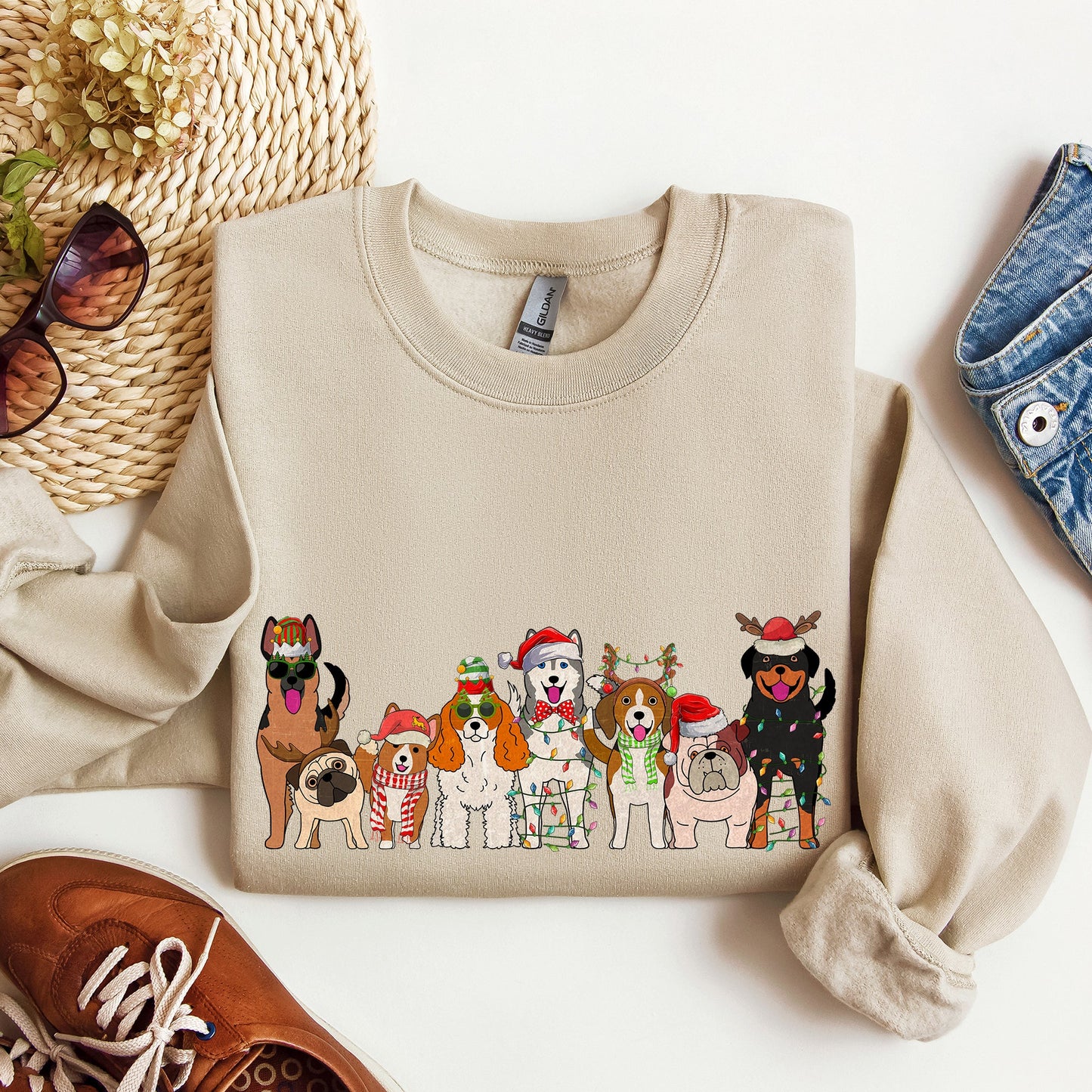 Christmas Dogs, Dog Lovers, Santa, Pet Sweatshirt