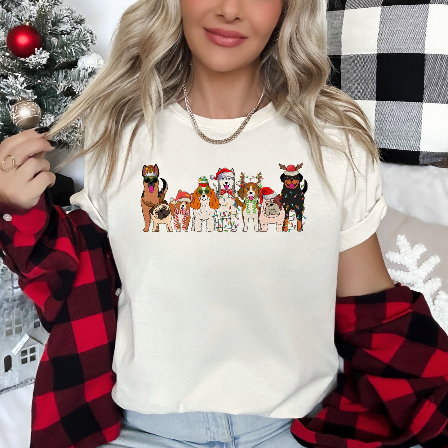 Christmas Dogs, Dog Lovers, Santa, Pet Super Soft Tees