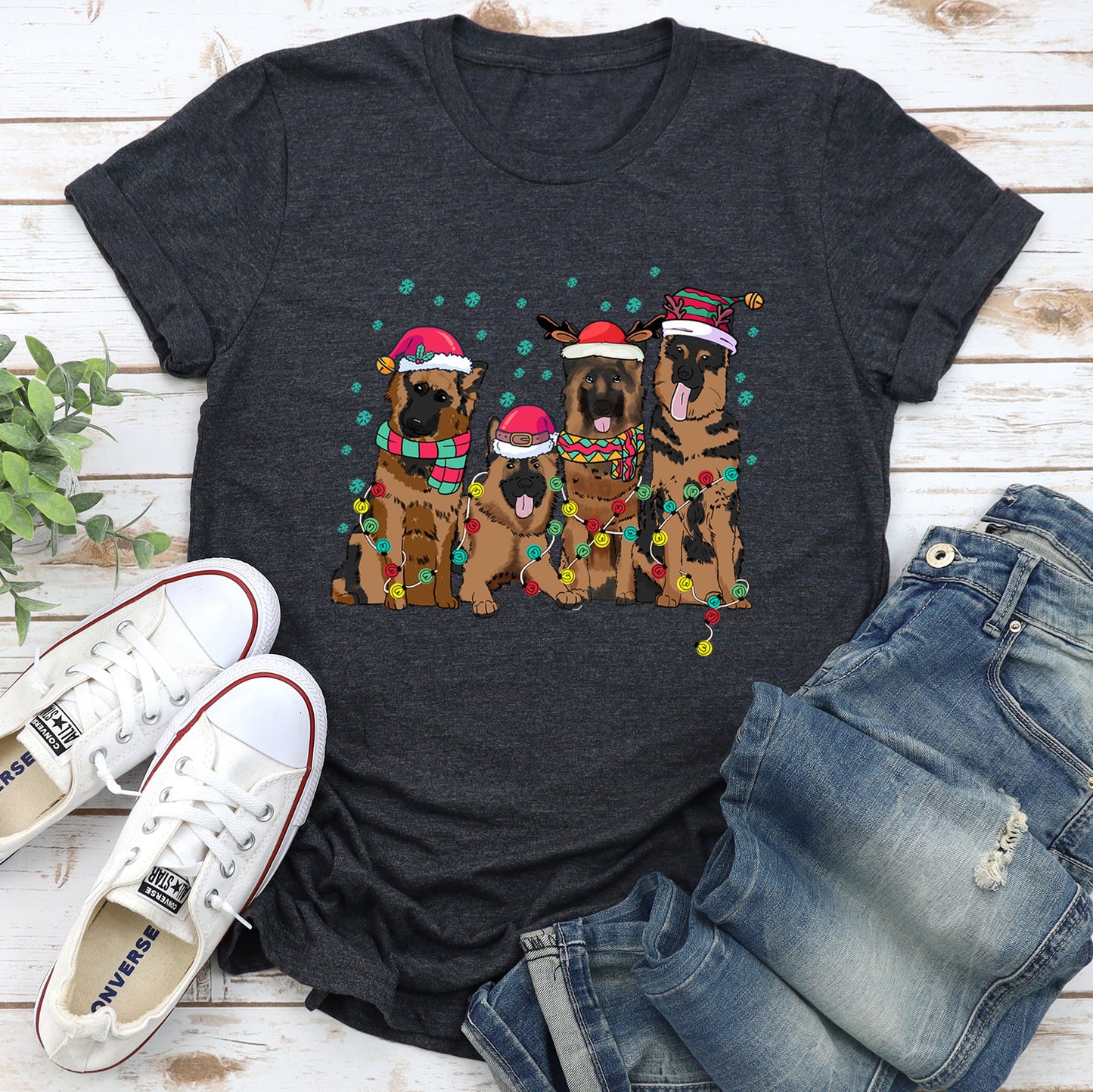 Christmas Dogs, German, Shepherd, Dog Lovers, Santa, Pet Super Soft Tees