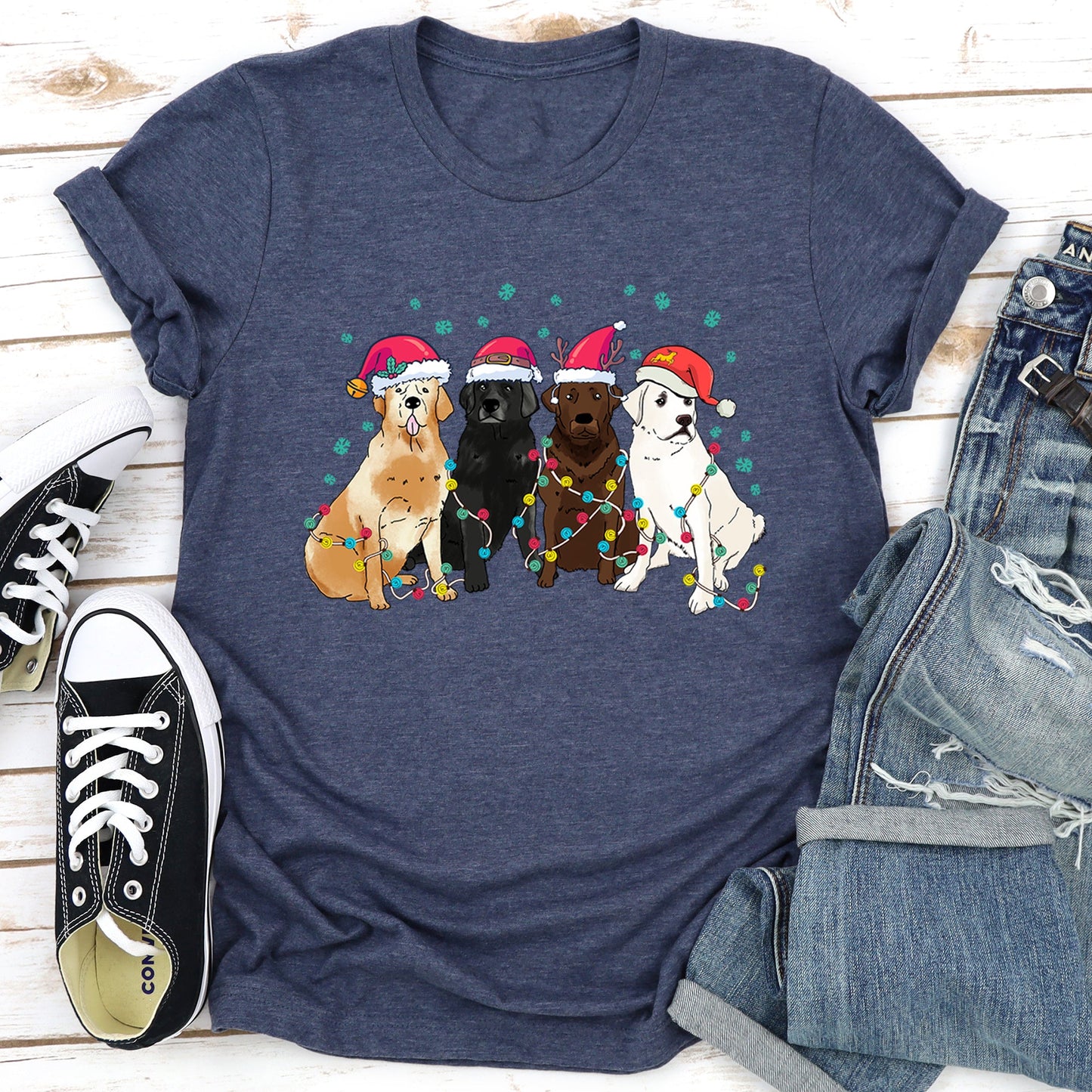 Christmas Dogs, Labrador, Dog Lovers, Santa, Pet Super Soft Tees