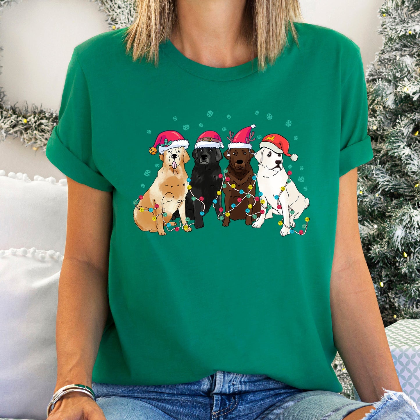 Christmas Dogs, Labrador, Dog Lovers, Santa, Pet Super Soft Tees