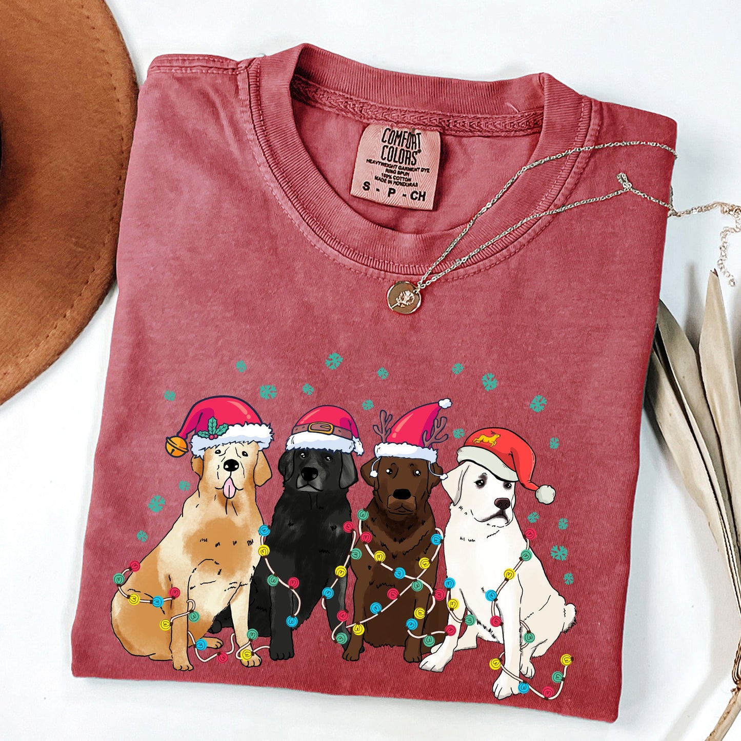 Christmas Dogs, Puppies, Dog Lovers, Santa, Winter, Snow, Xmas Tshirt Comfort Colors T-Shirt