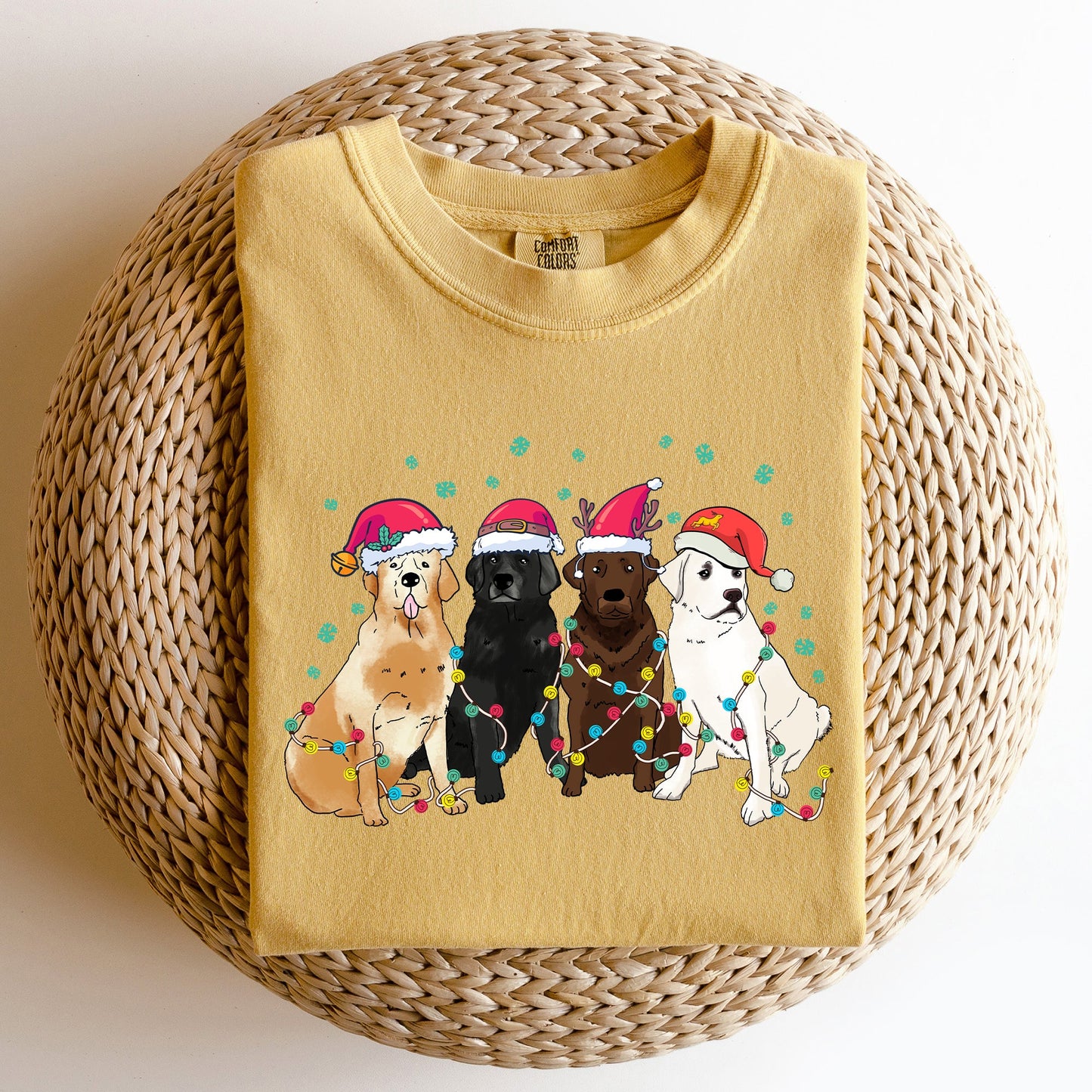 Christmas Dogs, Puppies, Dog Lovers, Santa, Winter, Snow, Xmas Tshirt Comfort Colors T-Shirt