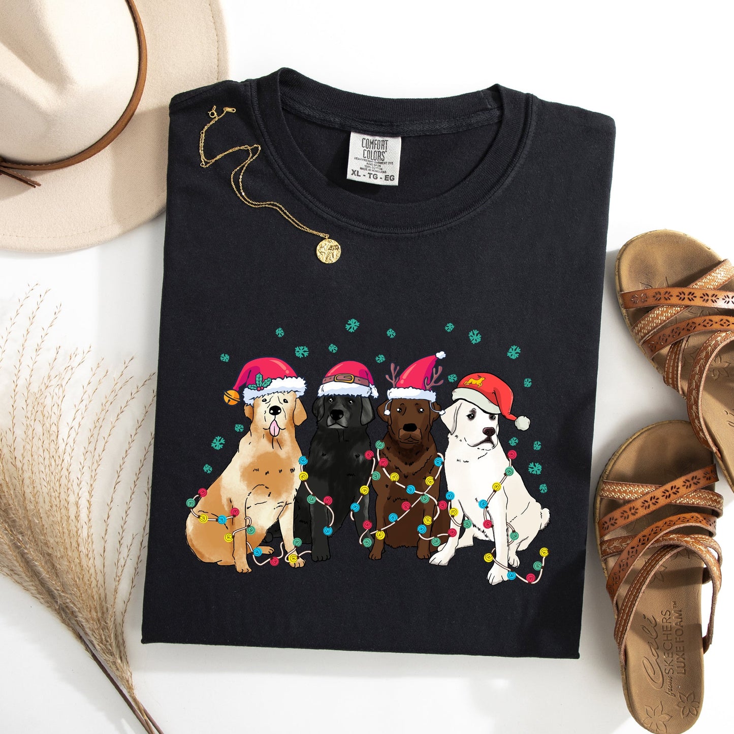 Christmas Dogs, Puppies, Dog Lovers, Santa, Winter, Snow, Xmas Tshirt Comfort Colors T-Shirt