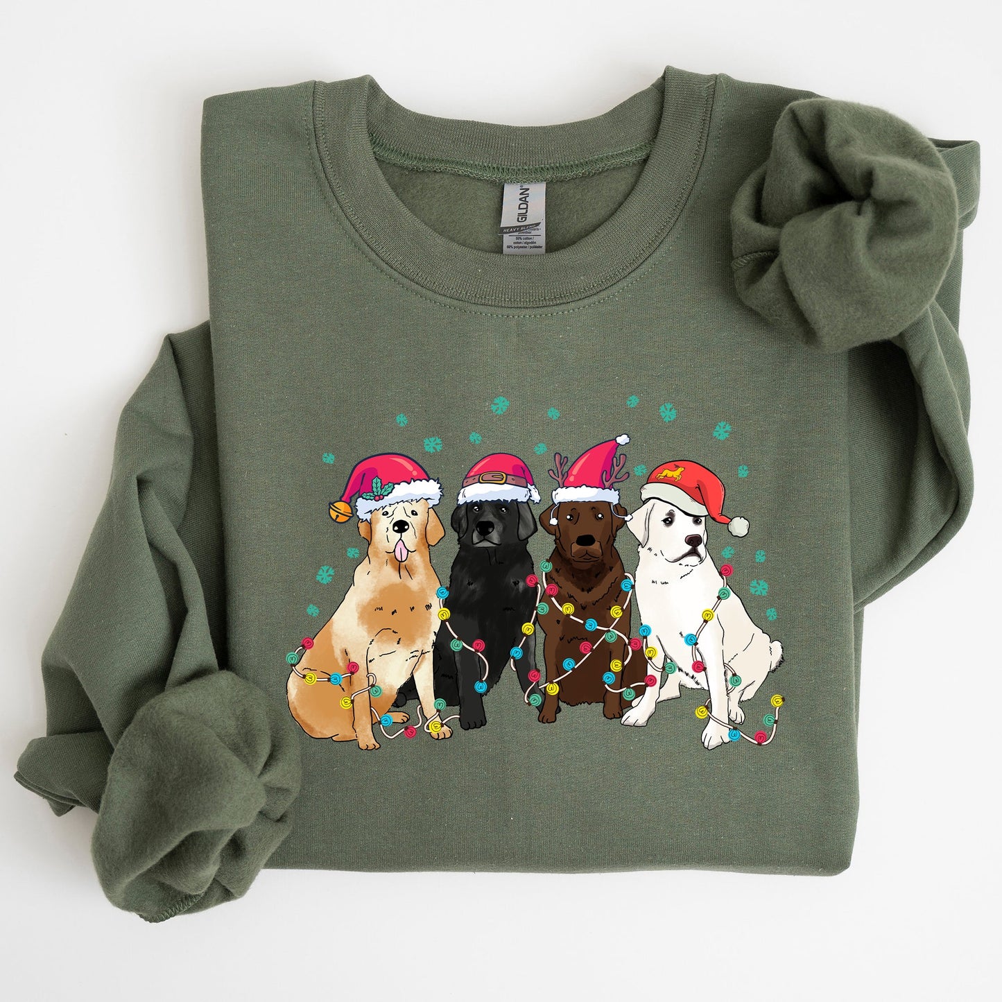 Christmas Dogs, Puppies, Dog Lovers, Santa, Winter, Snow, Xmas Sweatshirt