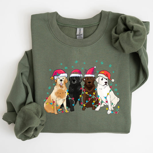 Christmas Dogs, Puppies, Dog Lovers, Santa, Winter, Snow, Xmas Sweatshirt