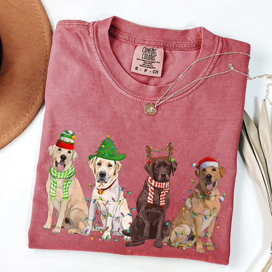 Christmas Dogs, Retriever, Labrador, Santa, Cute Tshirt Comfort Colors T-Shirt