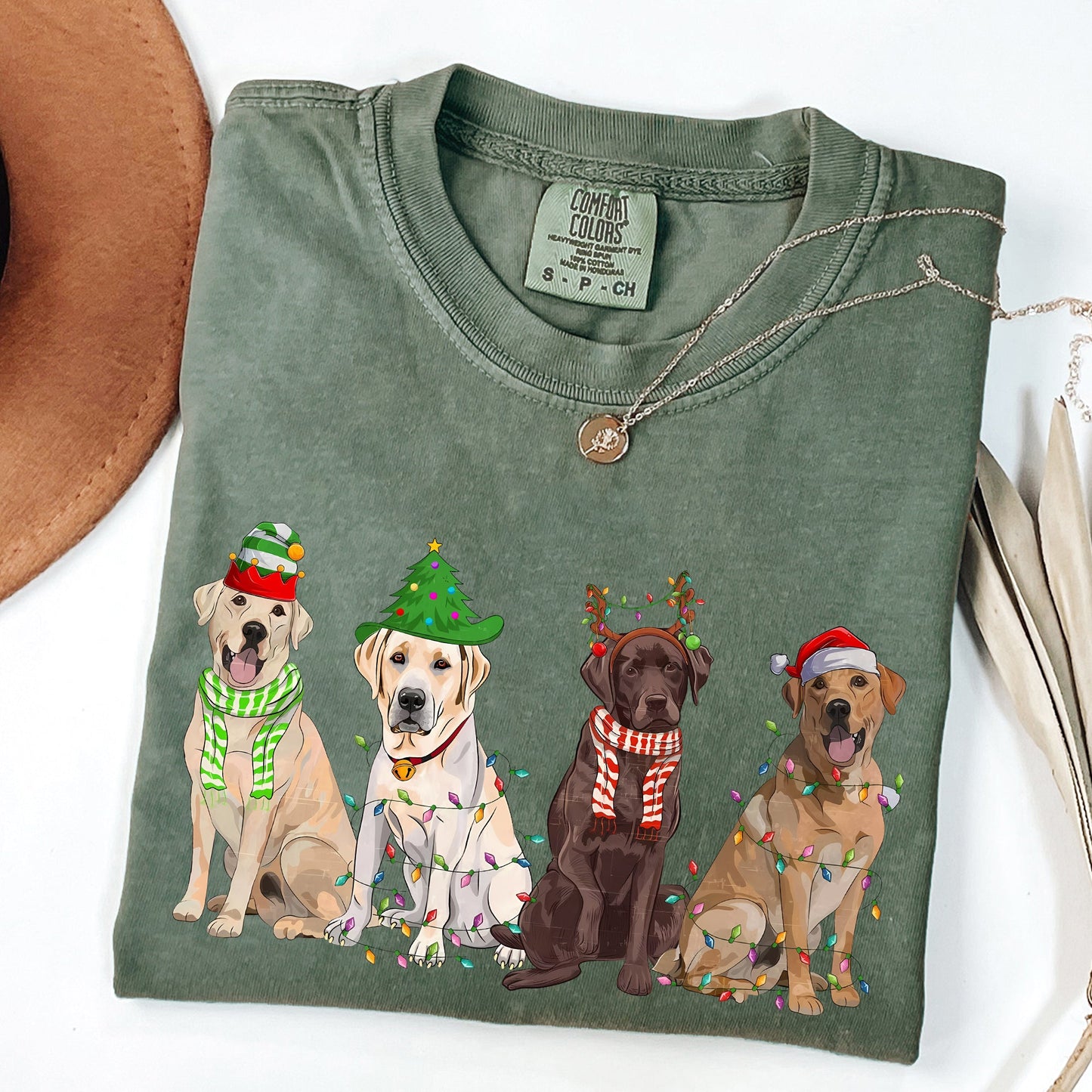 Christmas Dogs, Retriever, Labrador, Santa, Cute Tshirt Comfort Colors T-Shirt
