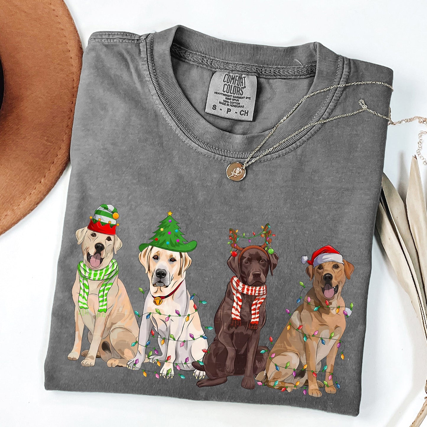Christmas Dogs, Retriever, Labrador, Santa, Cute Tshirt Comfort Colors T-Shirt