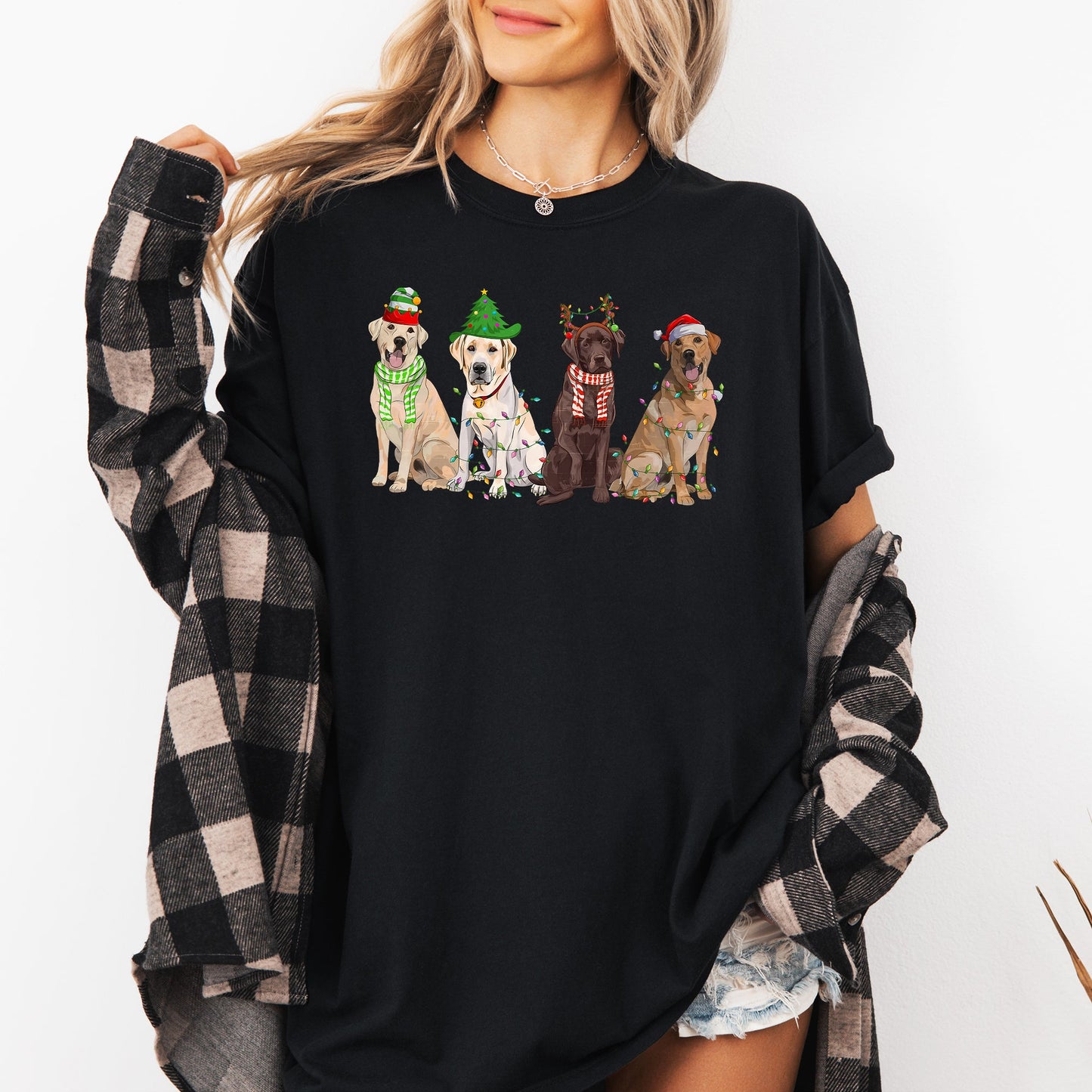 Christmas Dogs, Retriever, Labrador, Santa, Cute Tshirt Comfort Colors T-Shirt