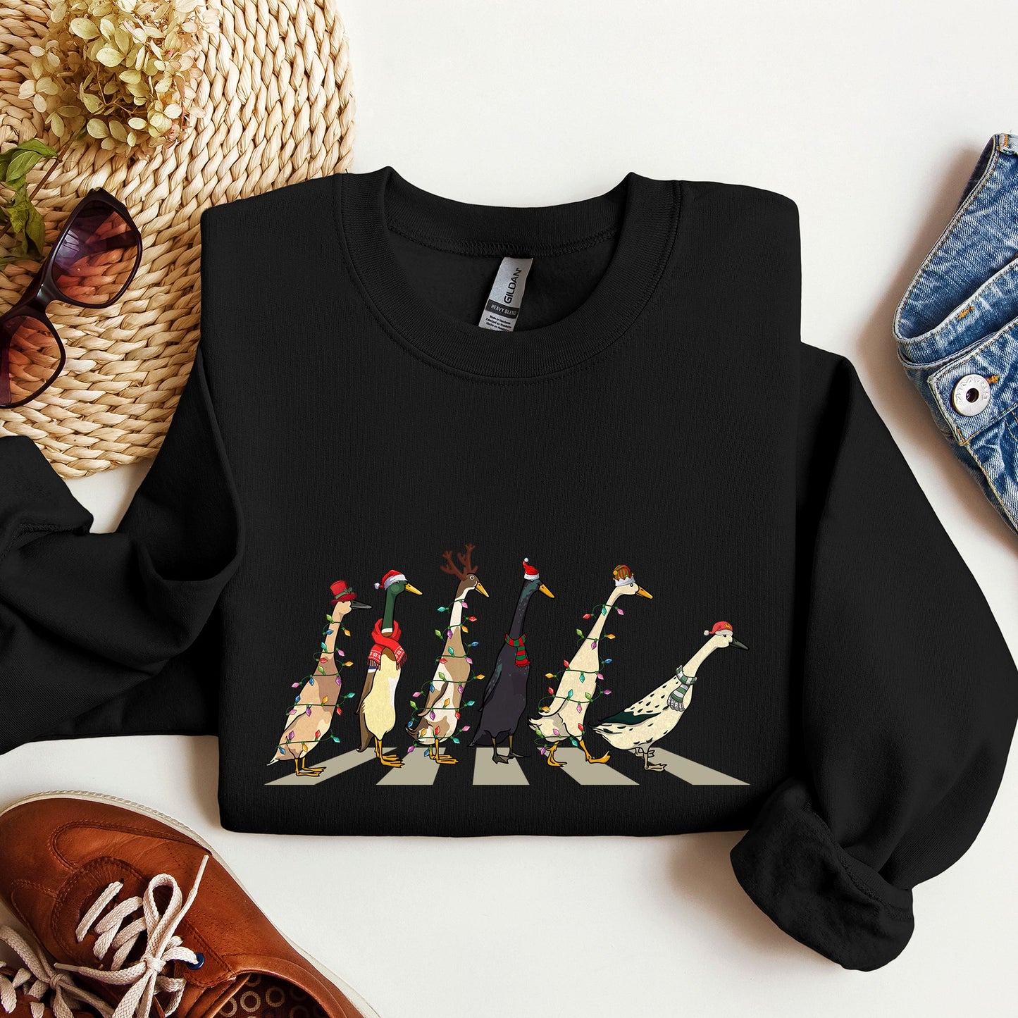Christmas Ducks, Duck Lovers, Santa, Farm Life Sweatshirt