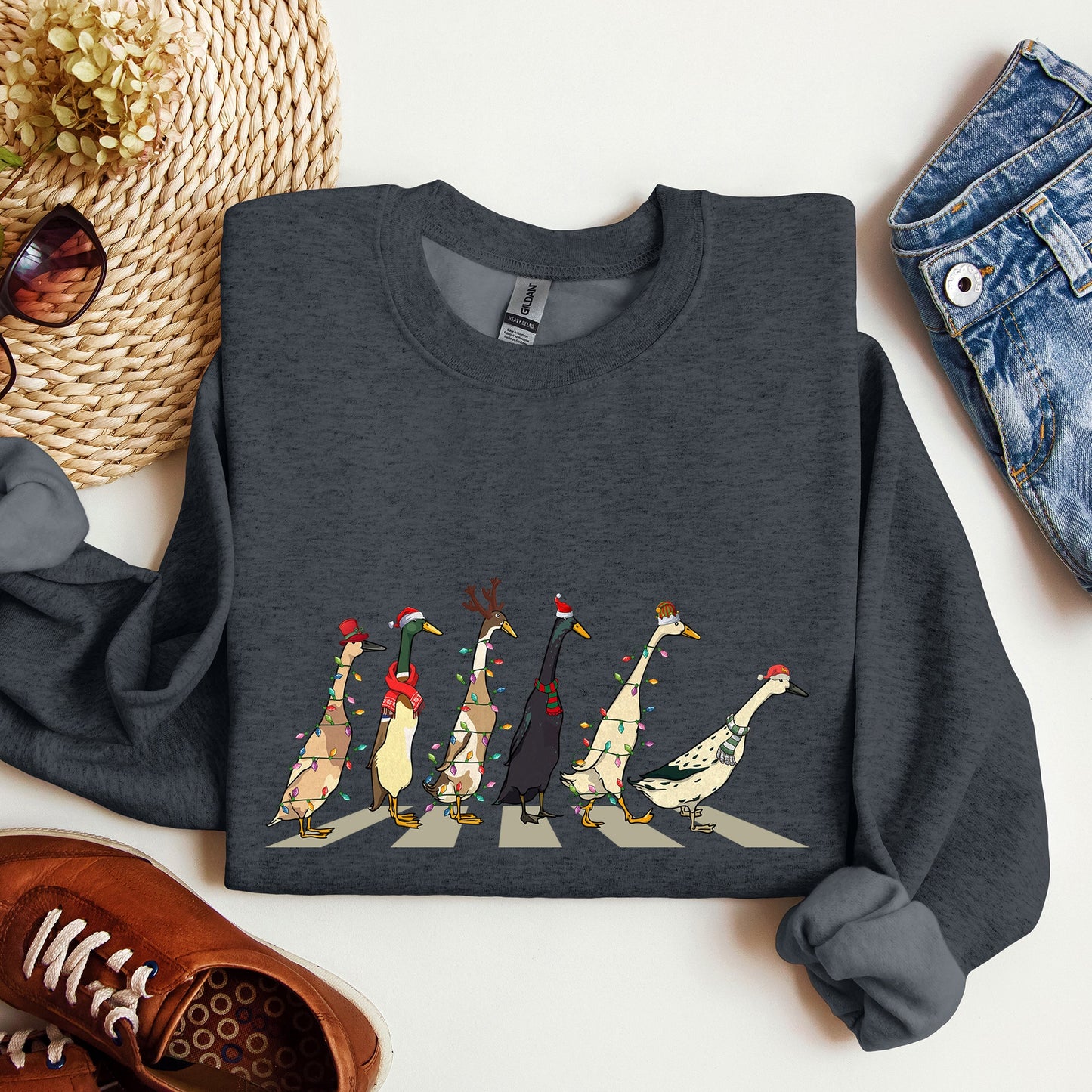 Christmas Ducks, Duck Lovers, Santa, Farm Life Sweatshirt