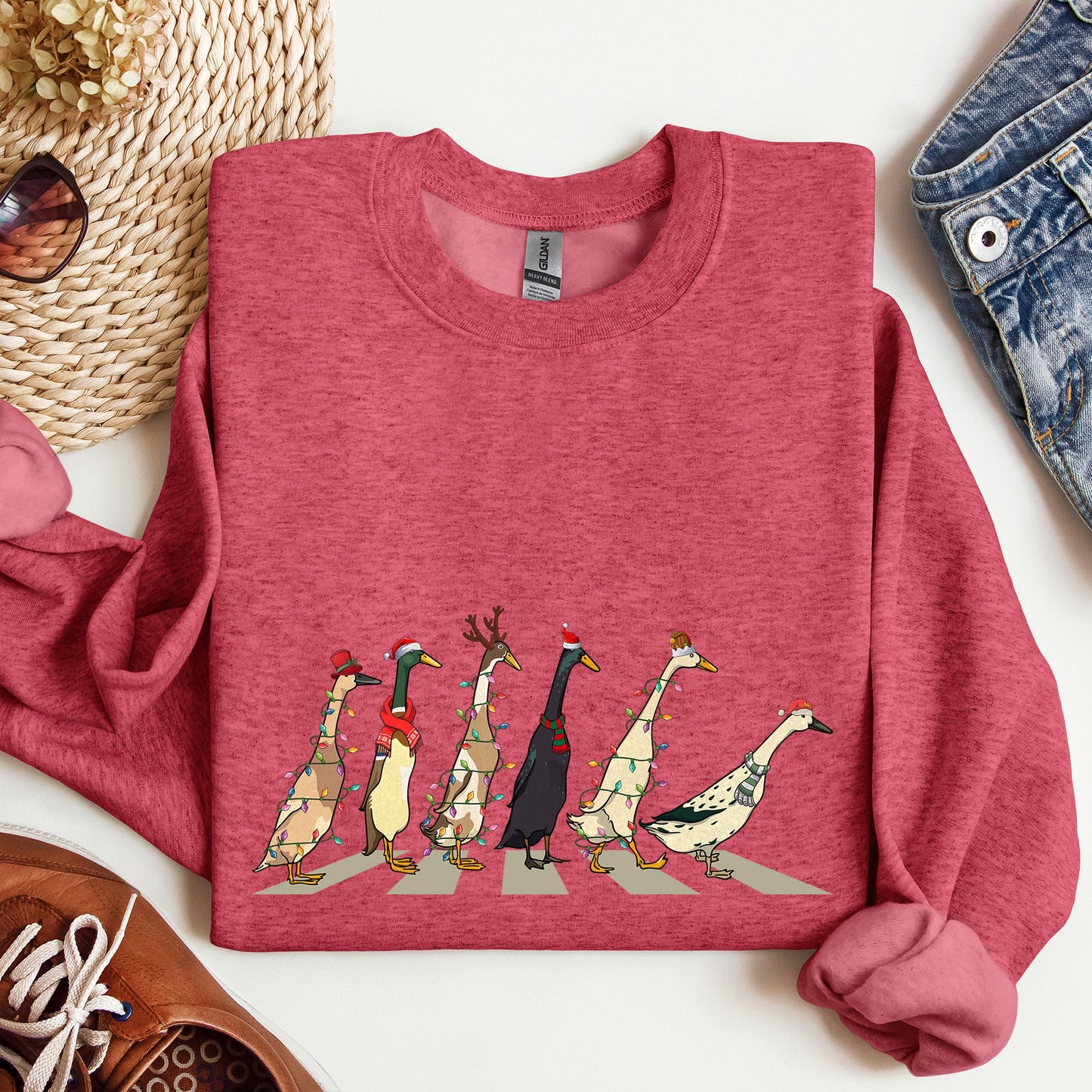 Christmas Ducks, Duck Lovers, Santa, Farm Life Sweatshirt