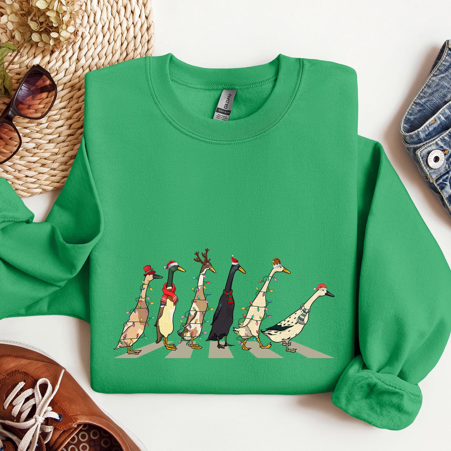 Christmas Ducks, Duck Lovers, Santa, Farm Life Sweatshirt