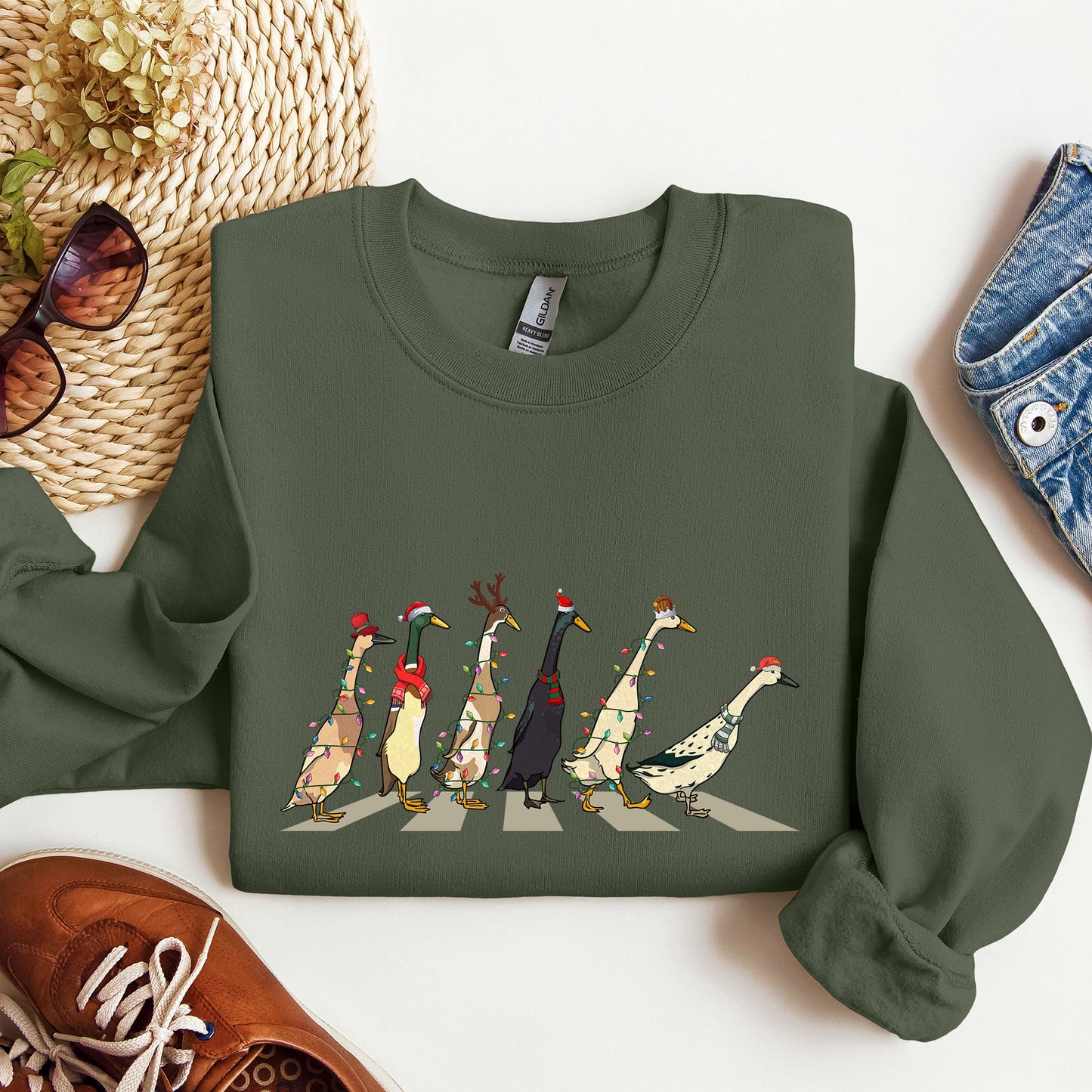 Christmas Ducks, Duck Lovers, Santa, Farm Life Sweatshirt