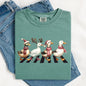 Christmas Ducks, Farm Animals, Crossing Road, Santa, Winter, Snow, Xmas Tshirt Comfort Colors T-Shirt