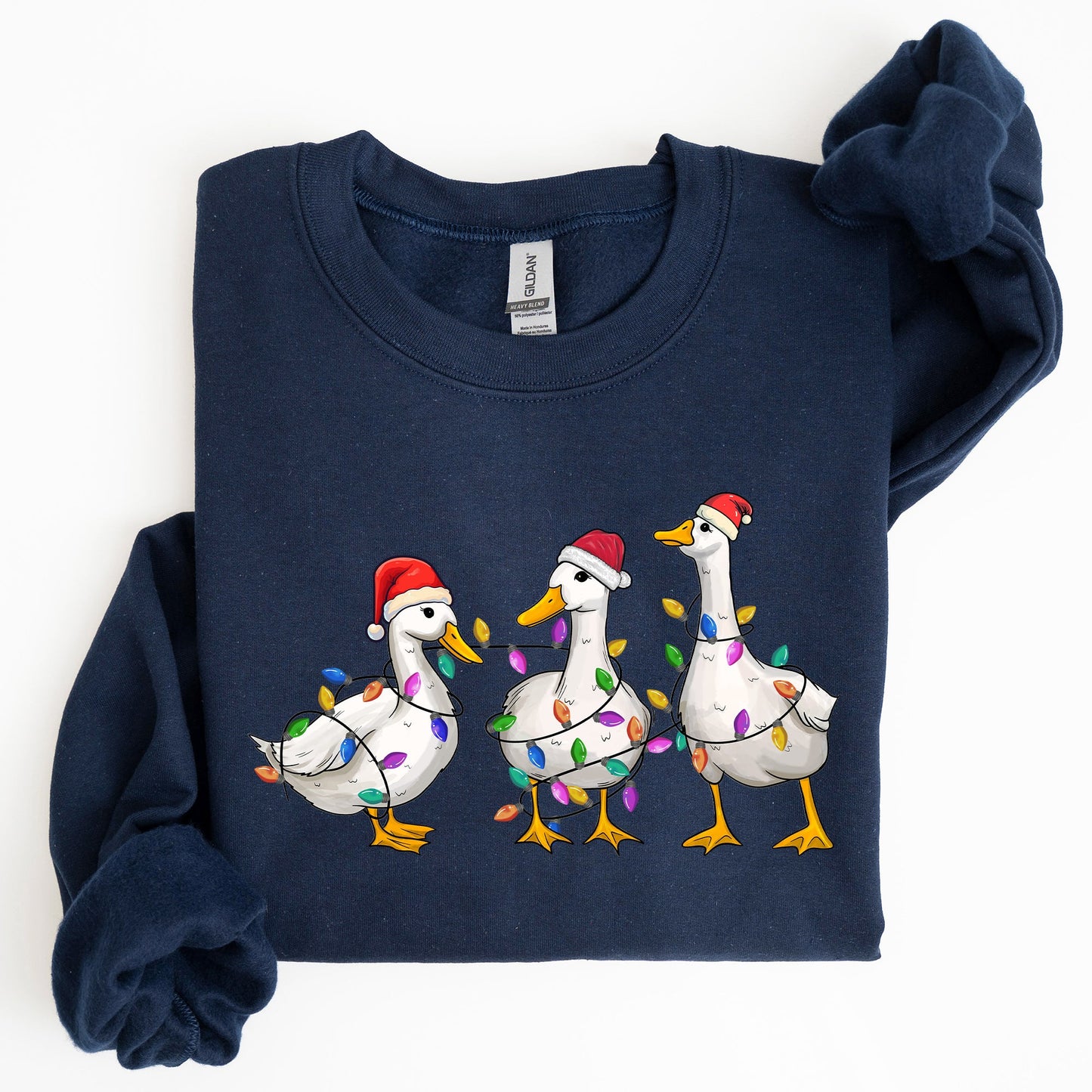 Christmas Ducks, Farm Animals, Santa, Winter, Snow, Xmas Sweatshirt