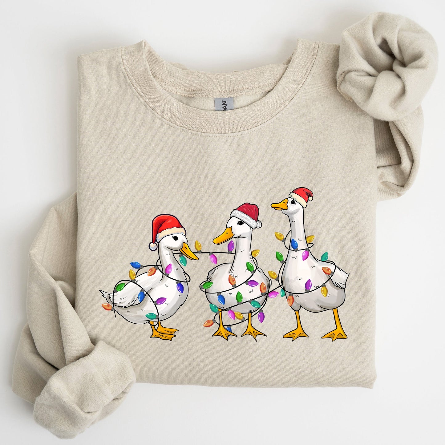 Christmas Ducks, Farm Animals, Santa, Winter, Snow, Xmas Sweatshirt