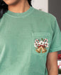 Christmas Flowers, Pocket, Bells, Floral, White Flowers, Winter, Snow, Botanical, Xmas Pocket Tee Comfort Colors T-Shirt