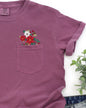 Christmas Flowers, Pocket, Floral, Holly, Poinsettia, Winter, Snow, Botanical, Xmas Pocket Tee Comfort Colors T-Shirt