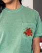 Christmas Flowers, Pocket, Floral, Mistle Toe, Poinsettia, Winter, Snow, Botanical, Xmas Pocket Tee Comfort Colors T-Shirt