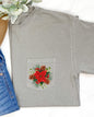 Christmas Flowers, Pocket, Floral, Mistle Toe, Poinsettia, Winter, Snow, Botanical, Xmas Pocket Tee Comfort Colors T-Shirt