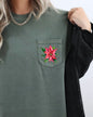 Christmas Flowers, Pocket, Floral, Poinsettia, Winter, Snow, Botanical, Xmas Pocket Tee Comfort Colors T-Shirt