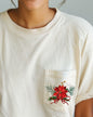 Christmas Flowers, Pocket, Ribbon, Floral, Poinsettia, Winter, Snow, Botanical, Xmas Pocket Tee Comfort Colors T-Shirt