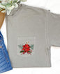Christmas Flowers, Pocket, Ribbon, Floral, Poinsettia, Winter, Snow, Botanical, Xmas Pocket Tee Comfort Colors T-Shirt