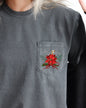 Christmas Flowers, Pocket, Ribbon, Floral, Poinsettia, Winter, Snow, Botanical, Xmas Pocket Tee Comfort Colors T-Shirt