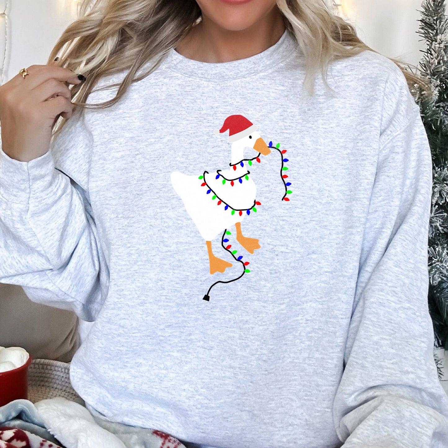 Christmas Goose Lights Retro Sweatshirt