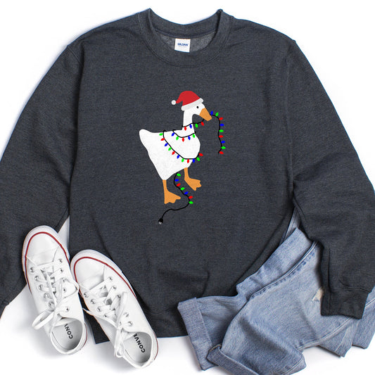 Christmas Goose Lights Retro Sweatshirt