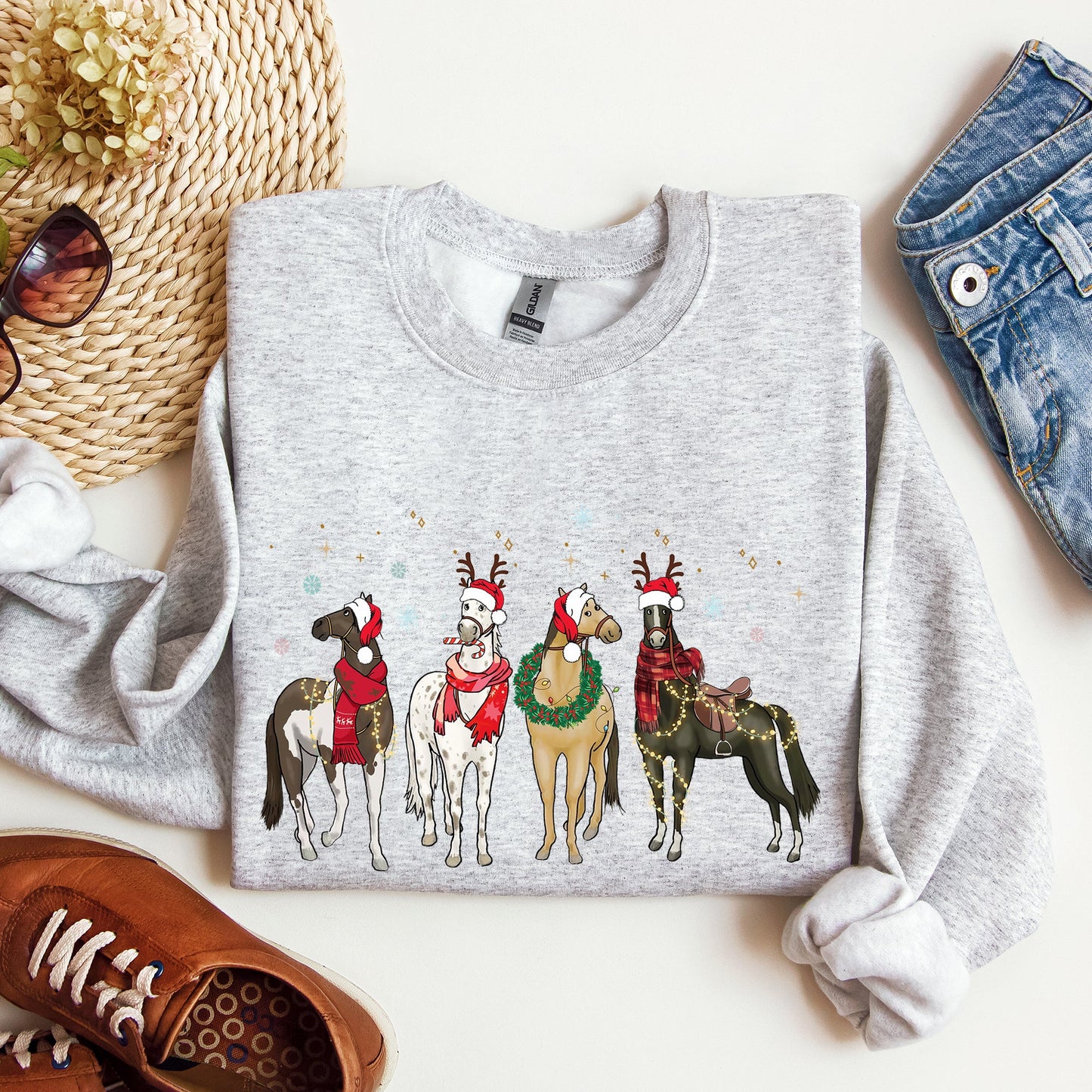 Christmas Horses, Horse Lovers, Santa Sweatshirt