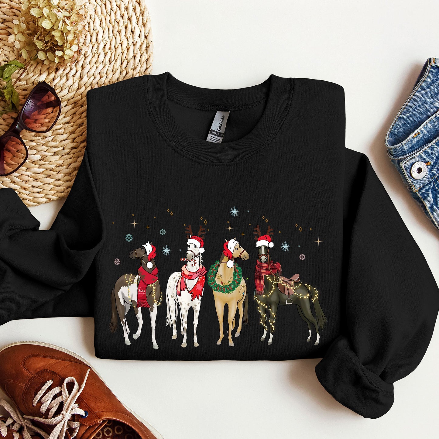 Christmas Horses, Horse Lovers, Santa Sweatshirt