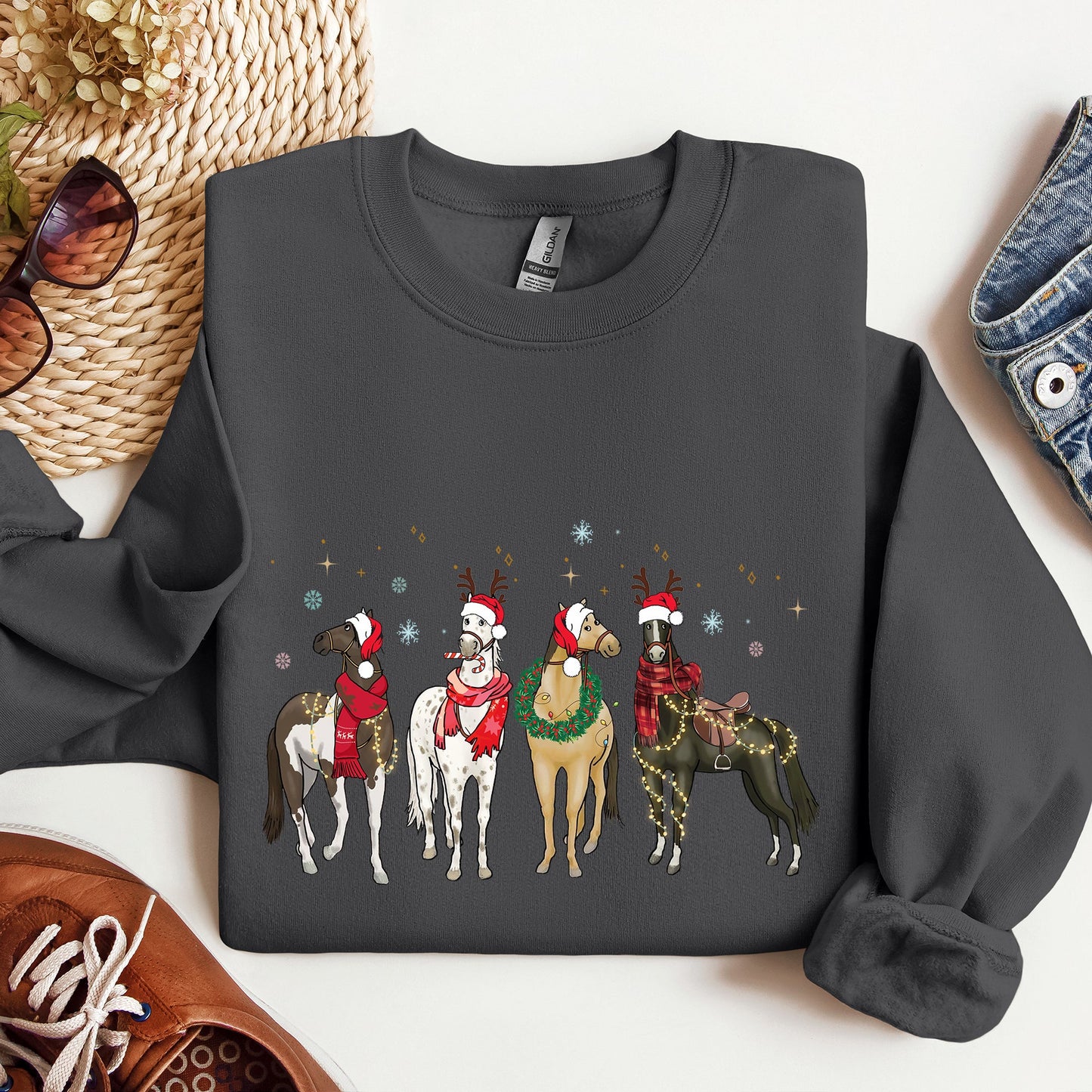 Christmas Horses, Horse Lovers, Santa Sweatshirt