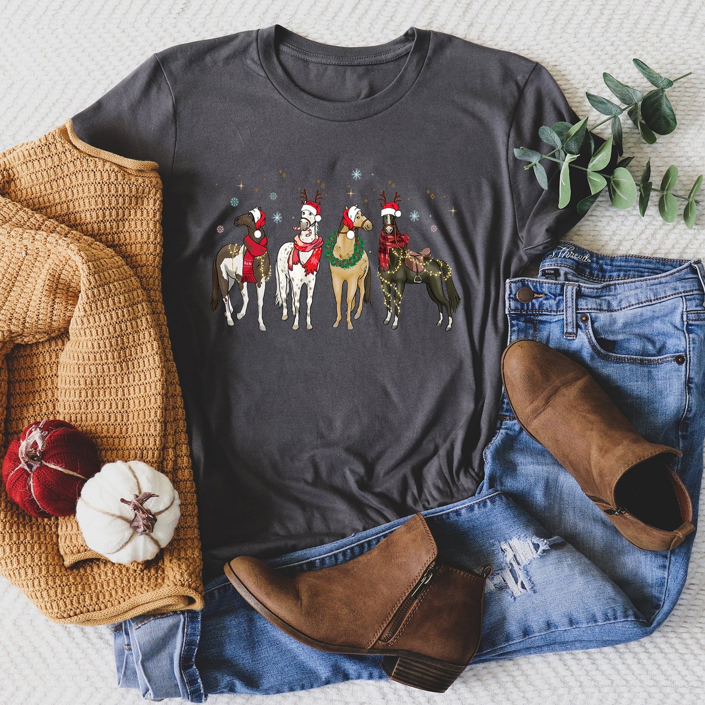 Christmas Horses, Horse Lovers, Santa Super Soft Tees