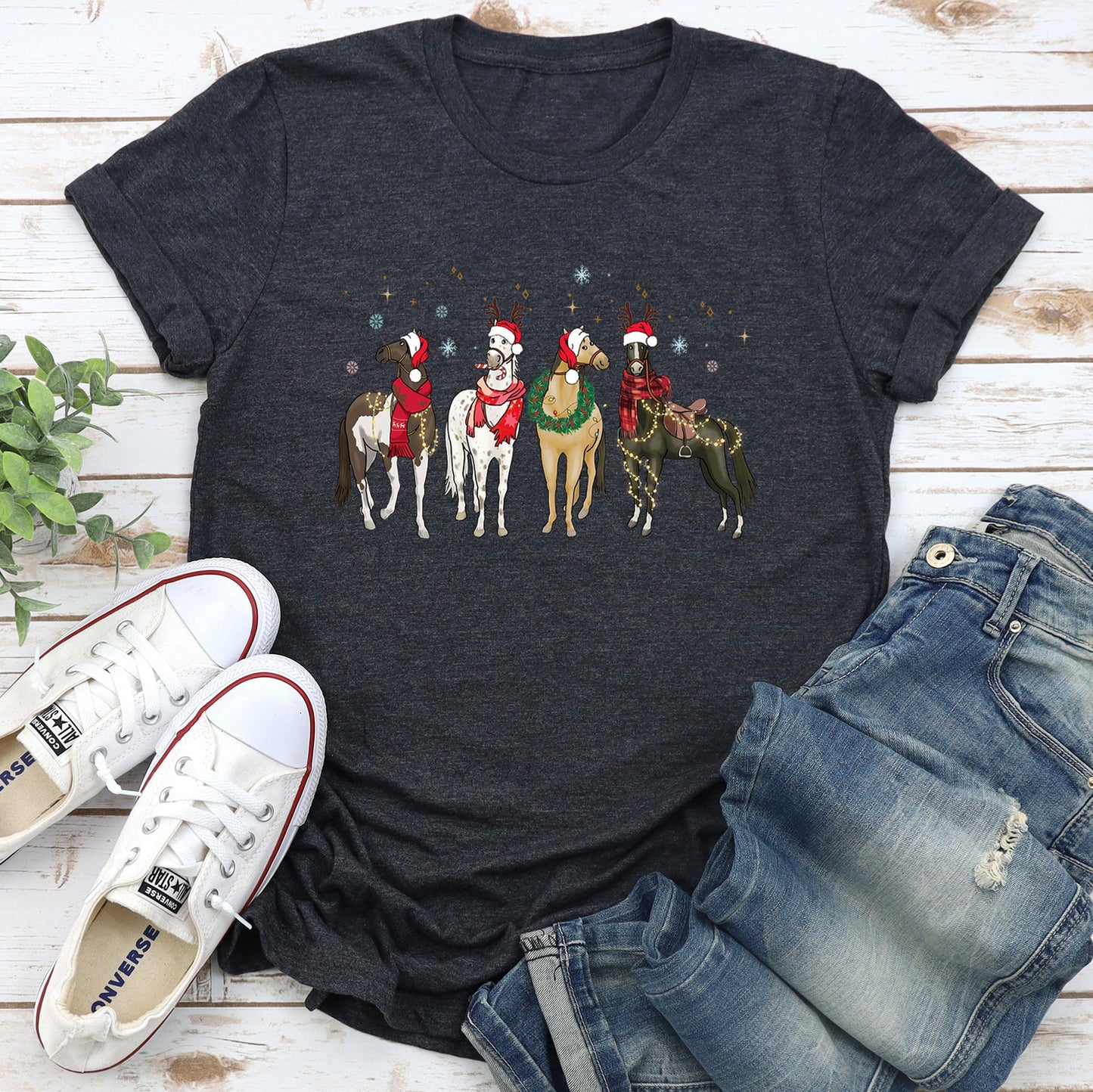 Christmas Horses, Horse Lovers, Santa Super Soft Tees