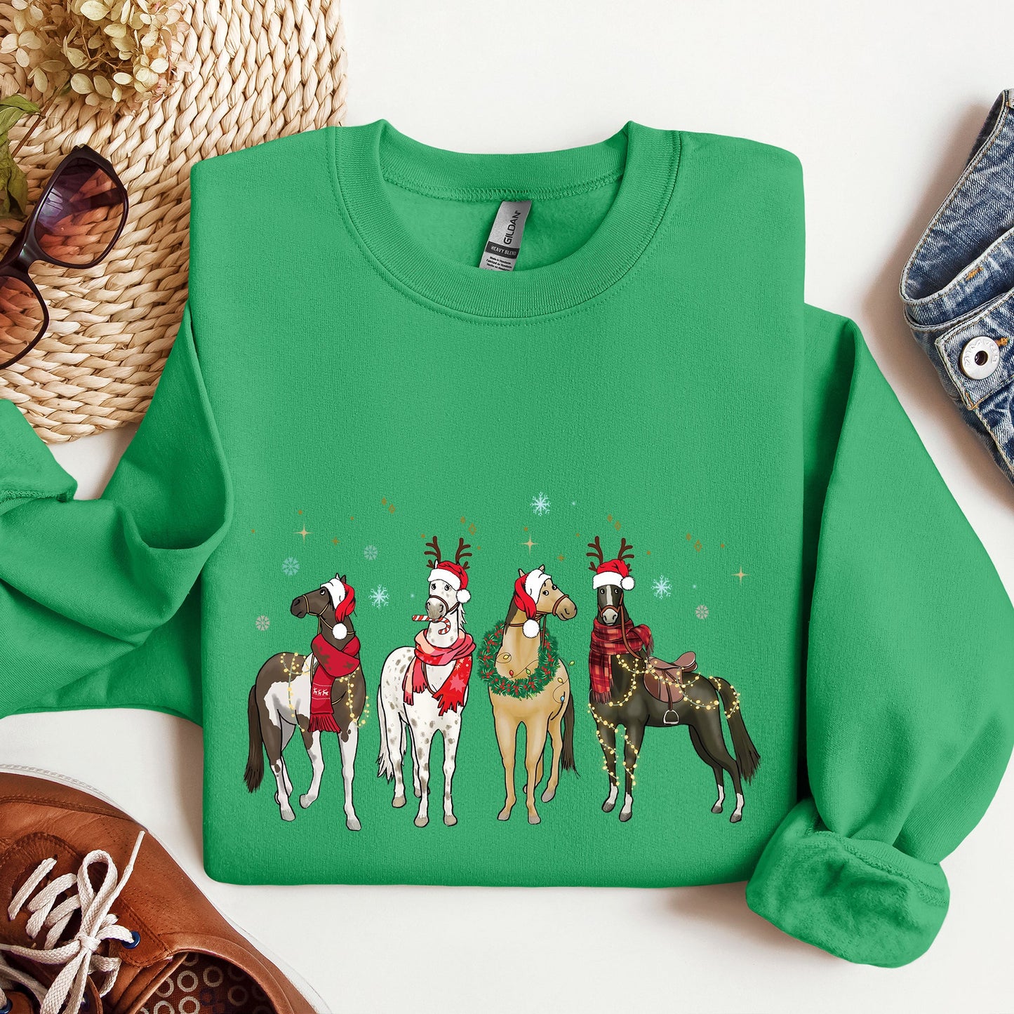 Christmas Horses, Horse Lovers, Santa Sweatshirt