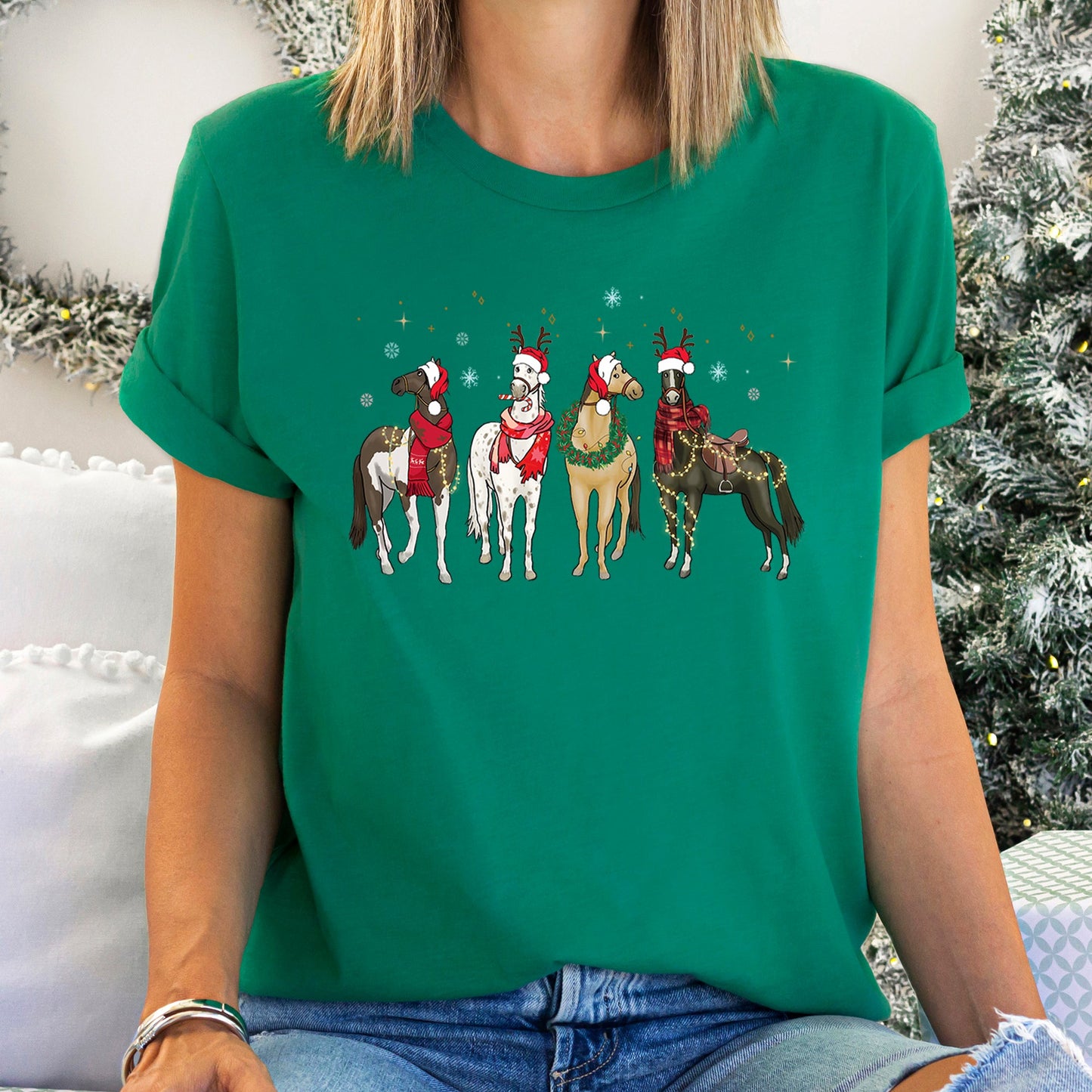 Christmas Horses, Horse Lovers, Santa Super Soft Tees