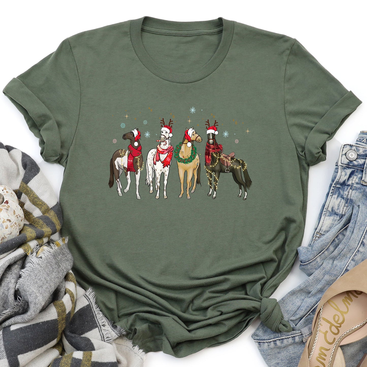 Christmas Horses, Horse Lovers, Santa Super Soft Tees