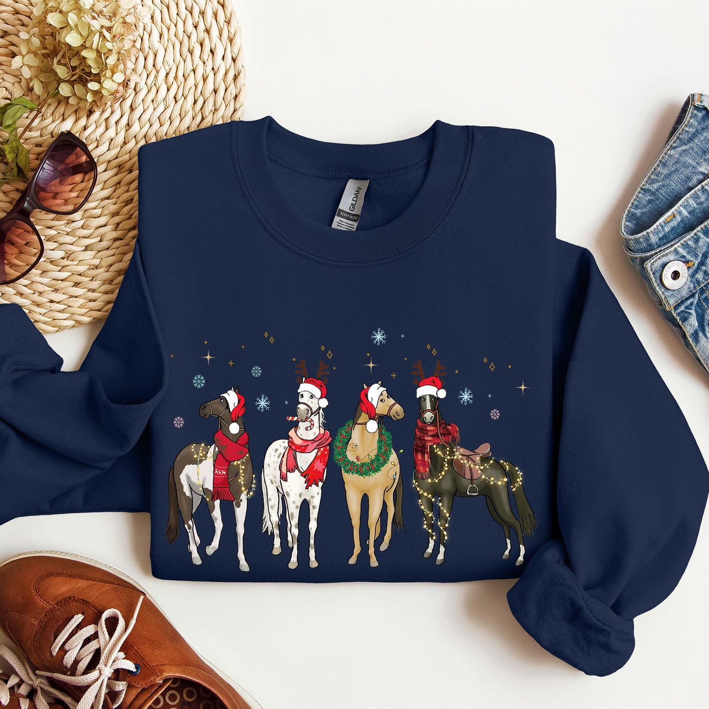 Christmas Horses, Horse Lovers, Santa Sweatshirt