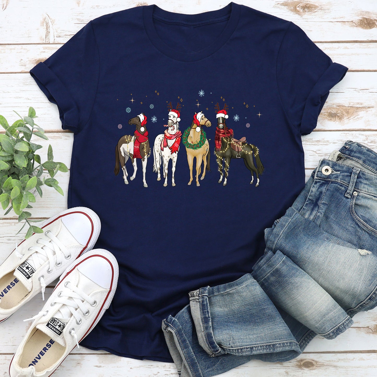 Christmas Horses, Horse Lovers, Santa Super Soft Tees