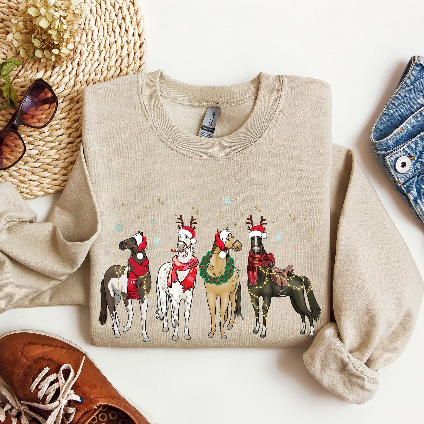 Christmas Horses, Horse Lovers, Santa Sweatshirt