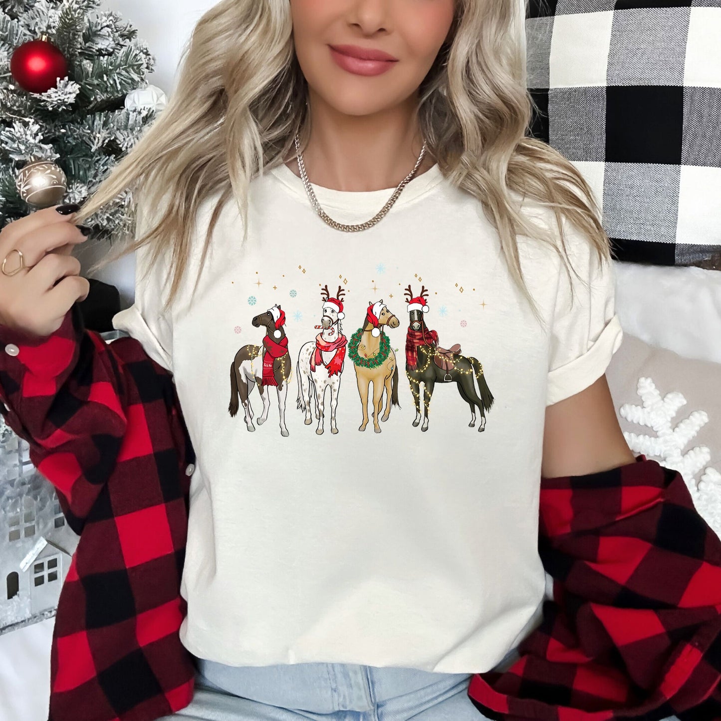 Christmas Horses, Horse Lovers, Santa Super Soft Tees