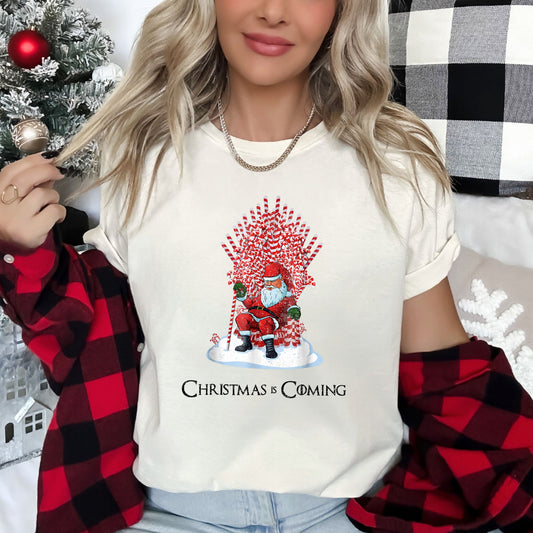 Christmas Is Coming, Santa, Throne Game Super Soft Tees