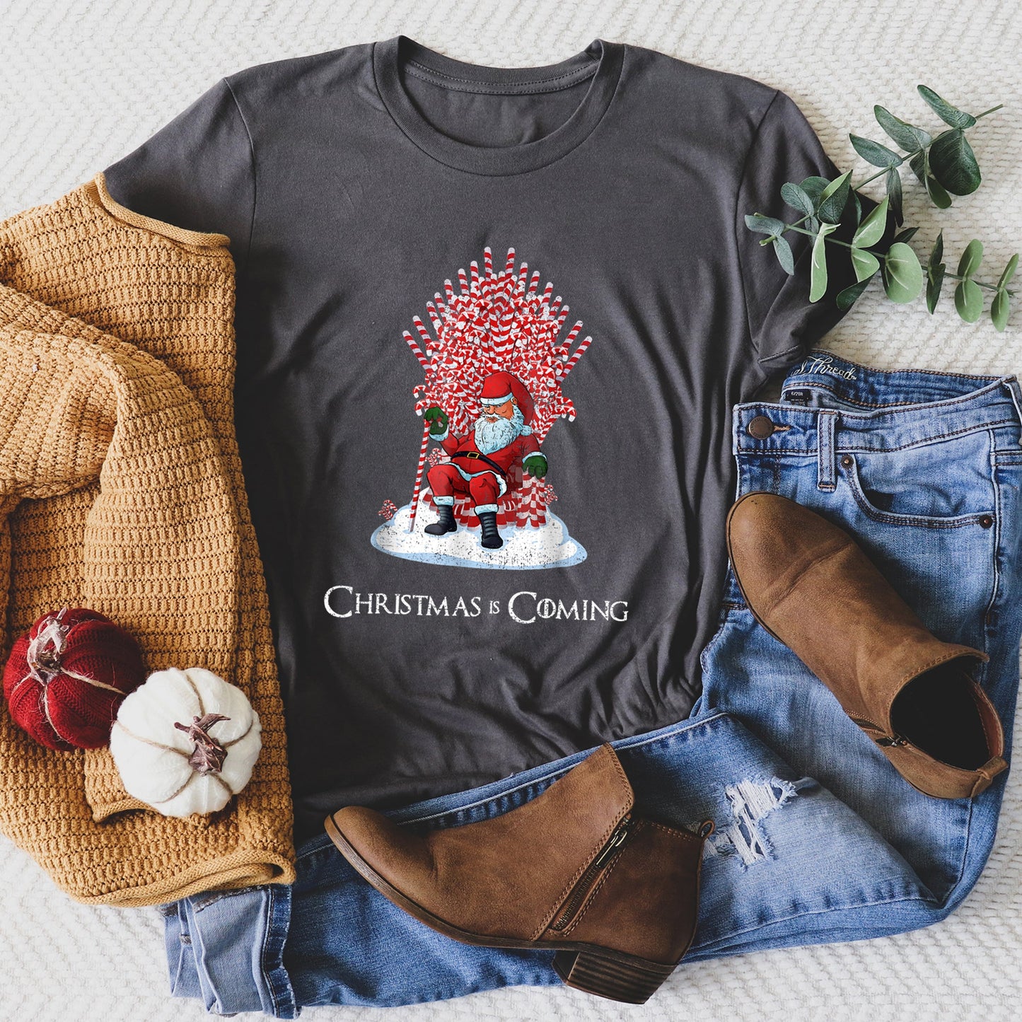 Christmas Is Coming, Santa, Throne Game Super Soft Tees
